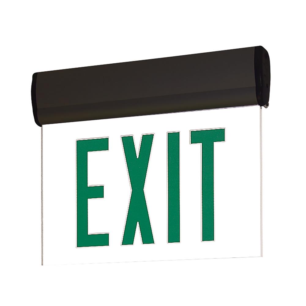 Surface Adjustable LED Edge-Lit Exit Sign, 2 Circuit, 6" Green Letters, Single Face / Mirrored