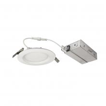 Nora NEFLINTW-R4MPWLE4 - 4" FLIN Round Wafer LED Downlight with Selectable CCT, Matte Powder White Finish, 120-277V