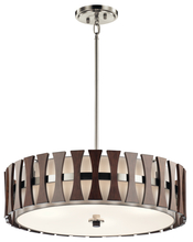 Kichler 43753AUB - Cirus 12" 4 Light Convertible Pendant with Tempered Etched Glass and White Linen in Auburn Stain