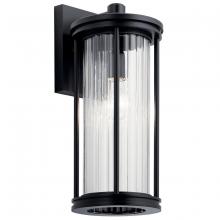 Kichler 59023BK - Barras 16" 1 Light Outdoor Wall Light with Clear Ribbed Glass in Black