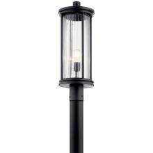 Kichler 59025BK - Barras 23.25" 1 Light Outdoor Post Light with Clear Ribbed Glass in Black