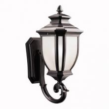 Kichler 9041BK - Salisbury 19.25" 1 Light Outdoor Wall Light with White Linen Glass in Black