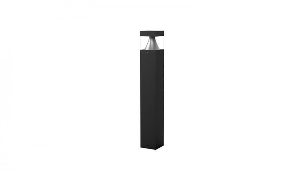 BOLLARD 42in SQUARE FLAT TOP LOUVER CLEAR LENS ADJ. 12-22W 30/40/50K, BLACK