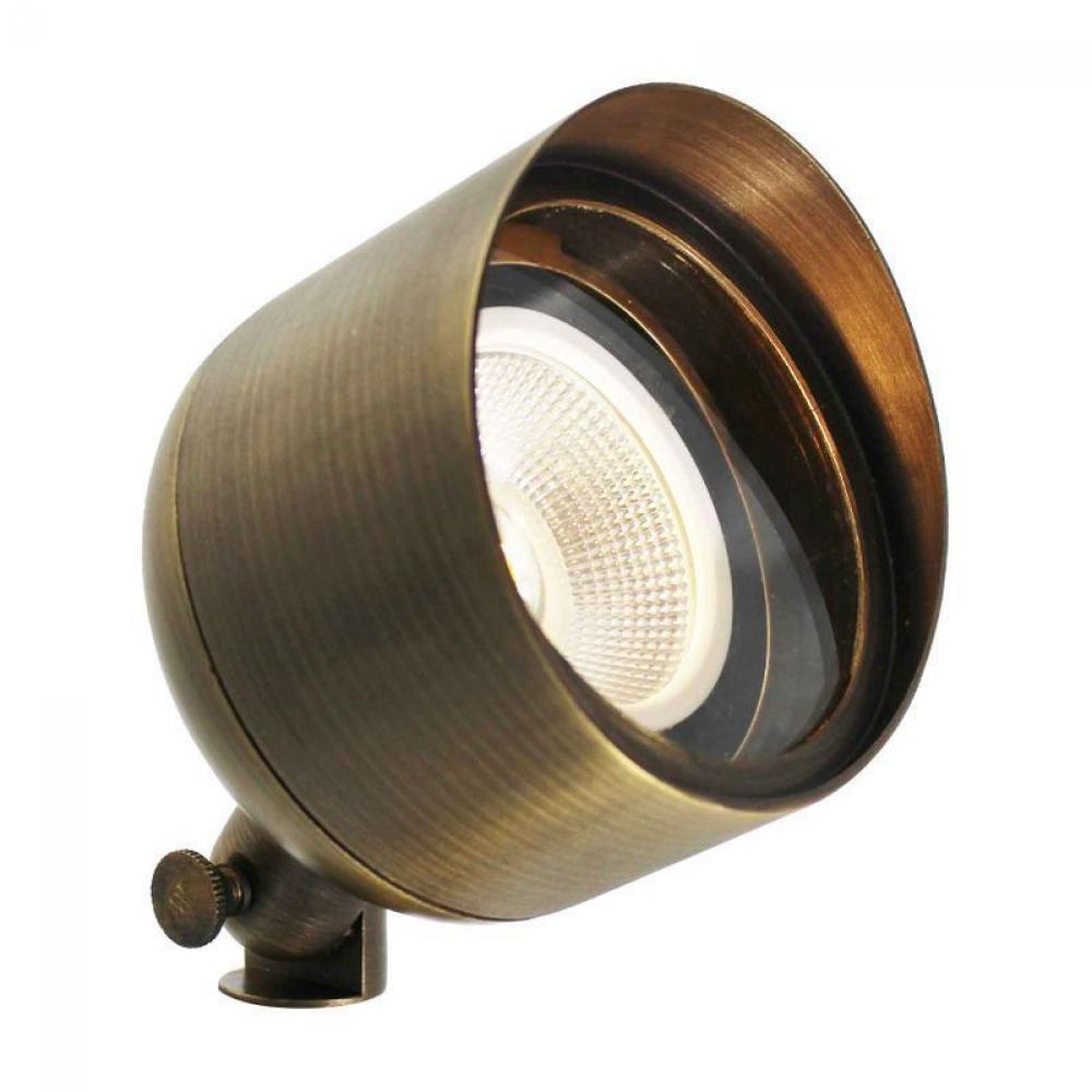 DIRECTIONAL LIGHT, 12V/50W MAX, SOLID BRASS, PAR36, ANTIQUE BRONZE, W/ 3FT. CABLE & N/M SPIKE