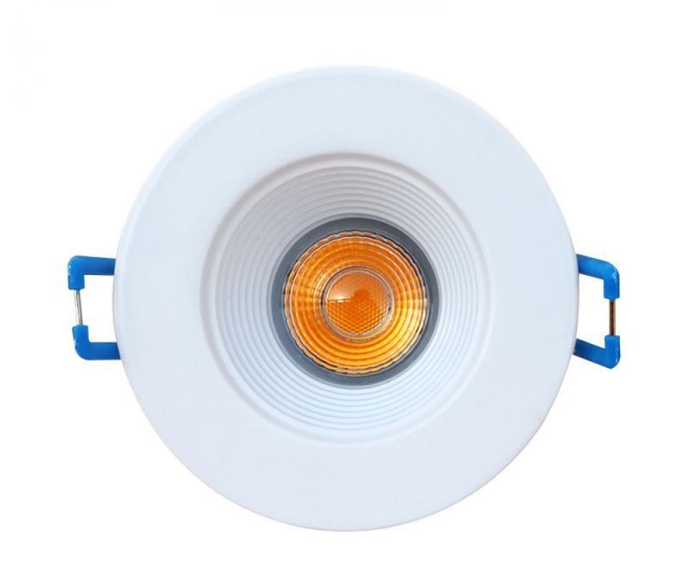 2" LED Round Recessed Baffle Light w/ External J-Box, White, 8W, 30K/40K/50K, CRI90, Dimmable