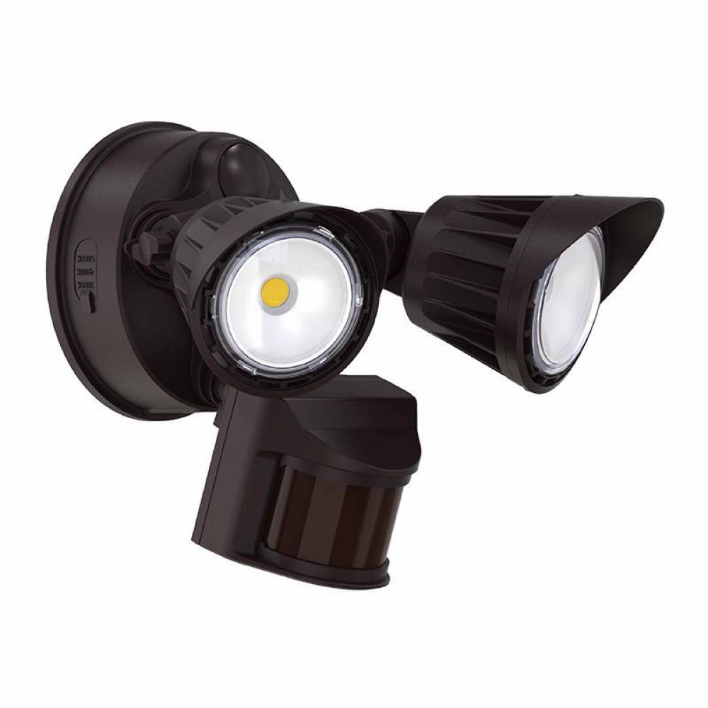 20W 3CCT 30/40/50K BRONZE 2-HEADS SECURITY LIGHT - WITH MOTION SENSOR