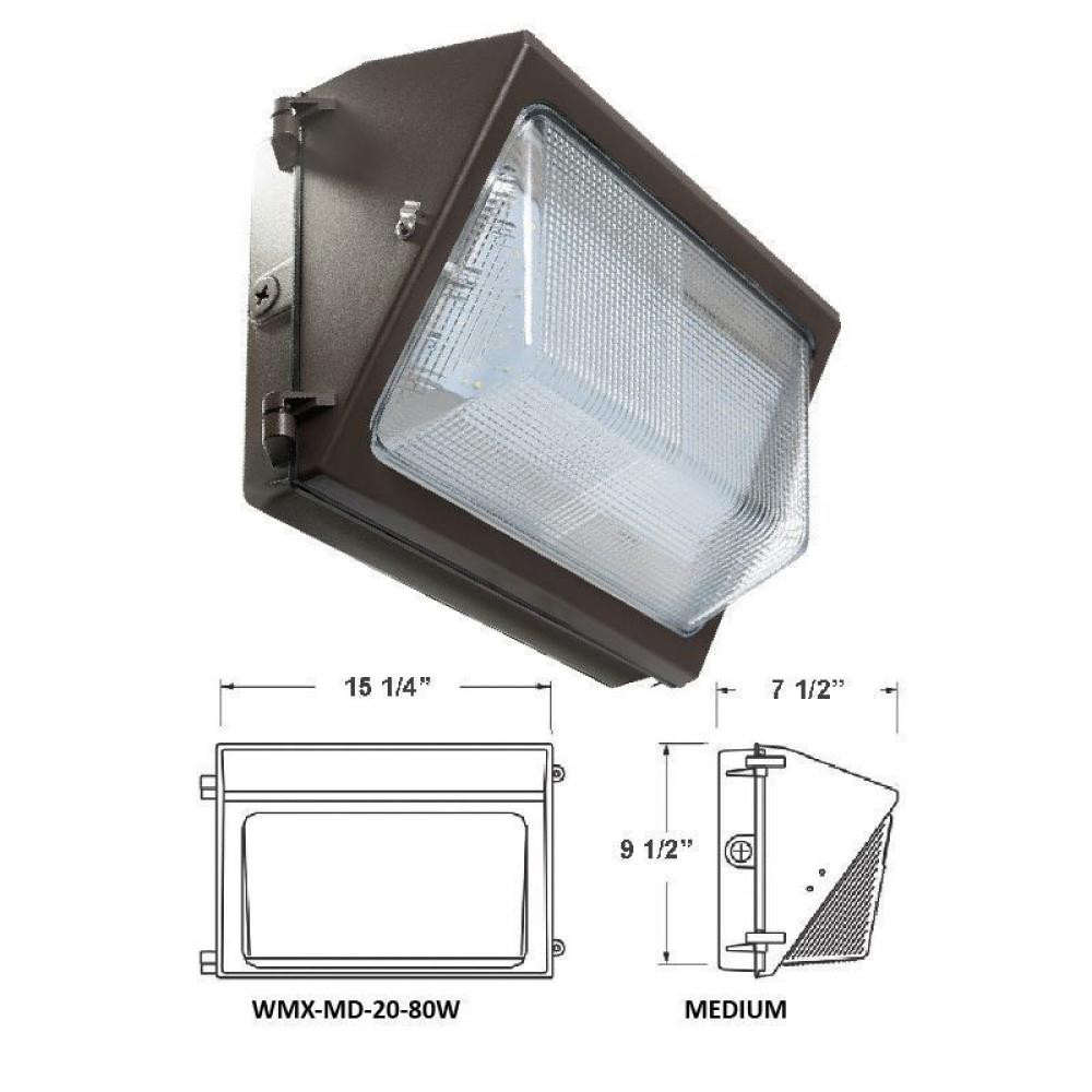 X-GEN NONE CUT-OFF GLASS WALL PACK MD HOUSING ADJ. 20W-80W 30K 120-277V 0-10V