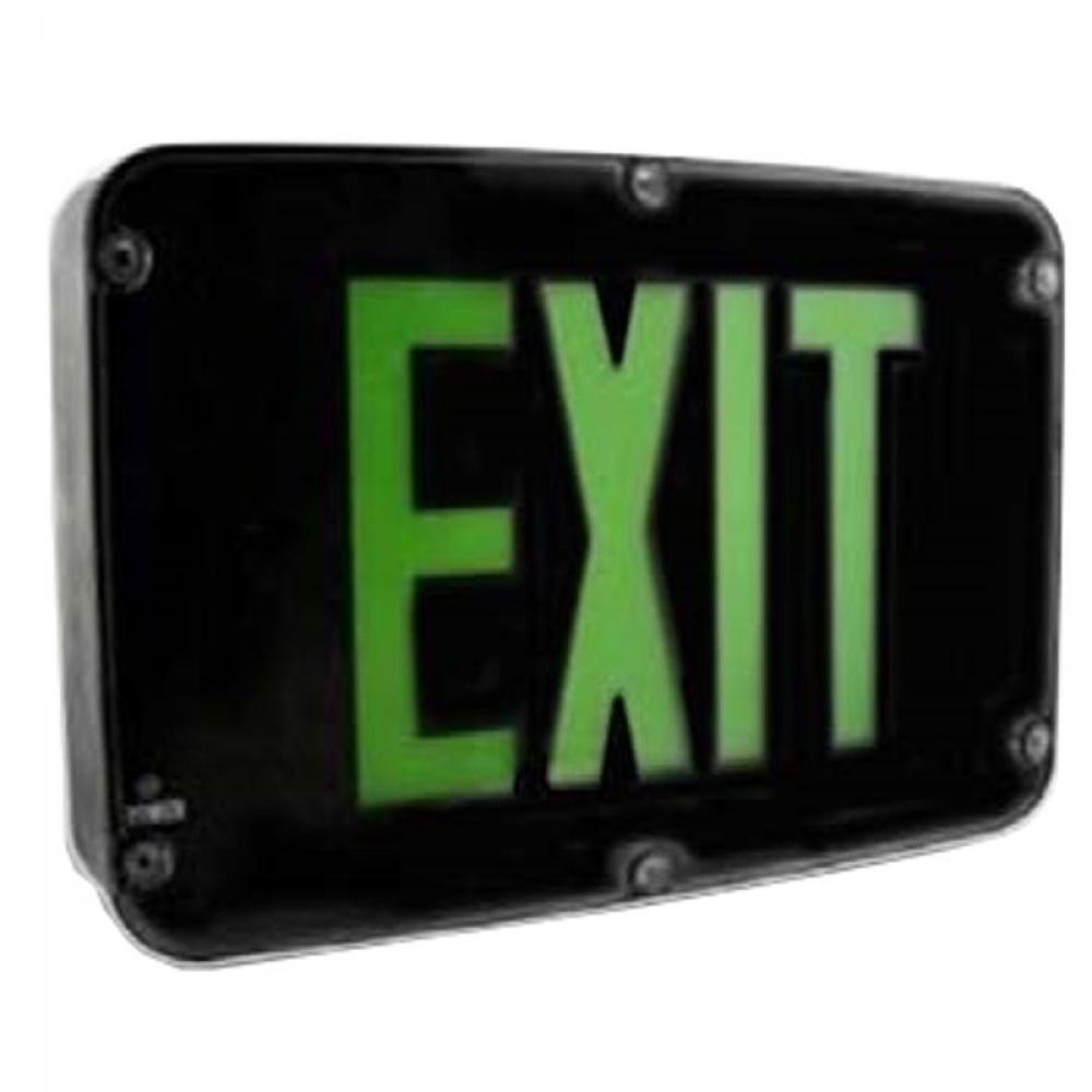 NEMA 4X RATED LED EXIT SIGN, SINGLE FACE, GREEN BLACK