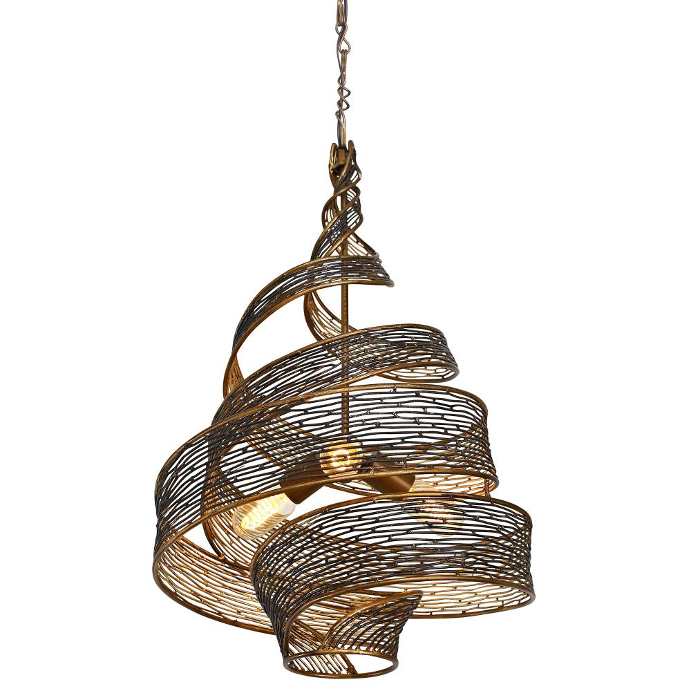 Flow 3-Lt Twist Pendant - Hammered Ore