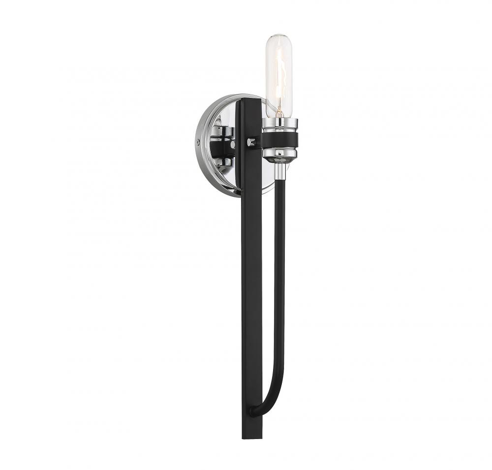 Kenyon 1-Light Wall Sconce in Kenyon Black and Chrome