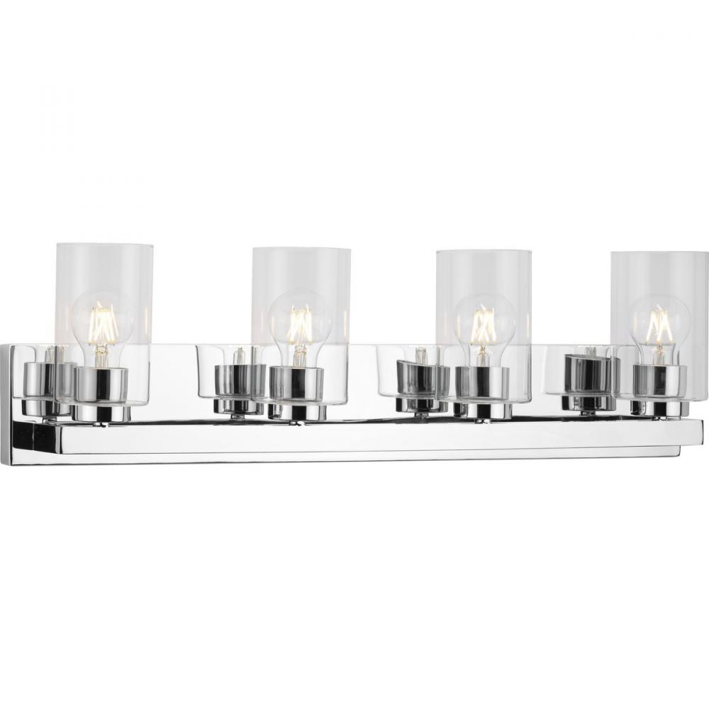 Goodwin Collection Four-Light Polished Chrome Modern Vanity Light with Clear Glass