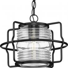 Progress P550134-31M - Keegan Collection One-Light Matte Black Clear Glass Coastal Outdoor Hanging Lantern