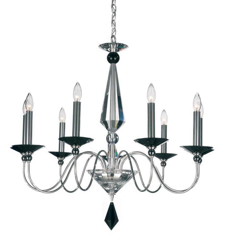 Jasmine 9 Light 120V Chandelier in Polished Silver with Optic Crystal