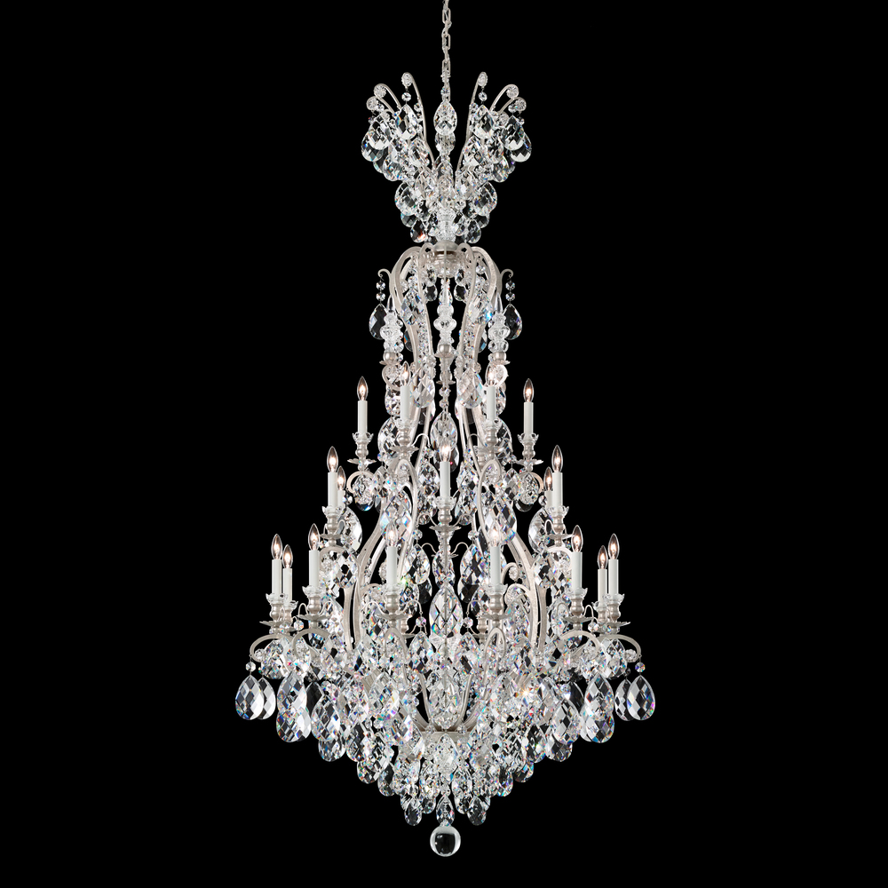 Renaissance 25 Light 120V Chandelier in Antique Silver with Heritage Handcut Crystal