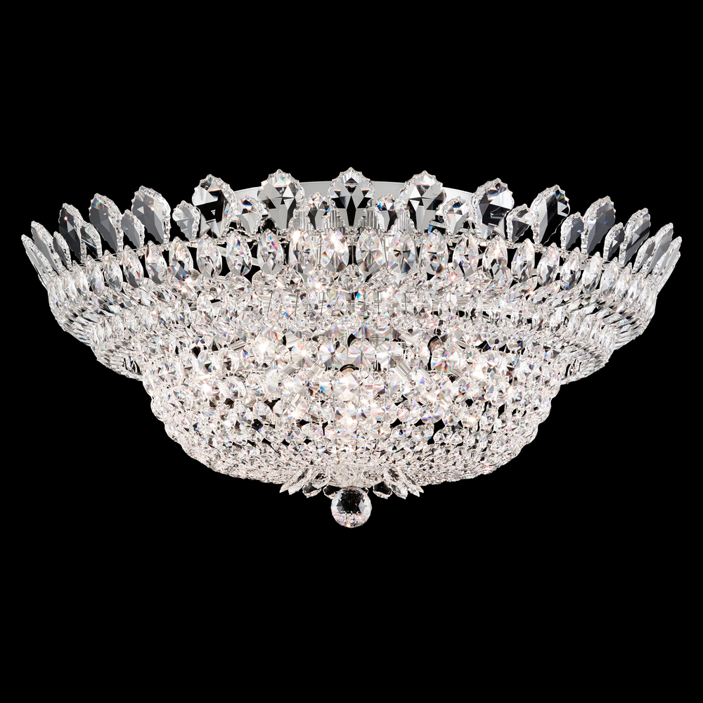 Trilliane 23 Light 120V Semi-Flush Mount in Polished Stainless Steel with Heritage Handcut Crystal