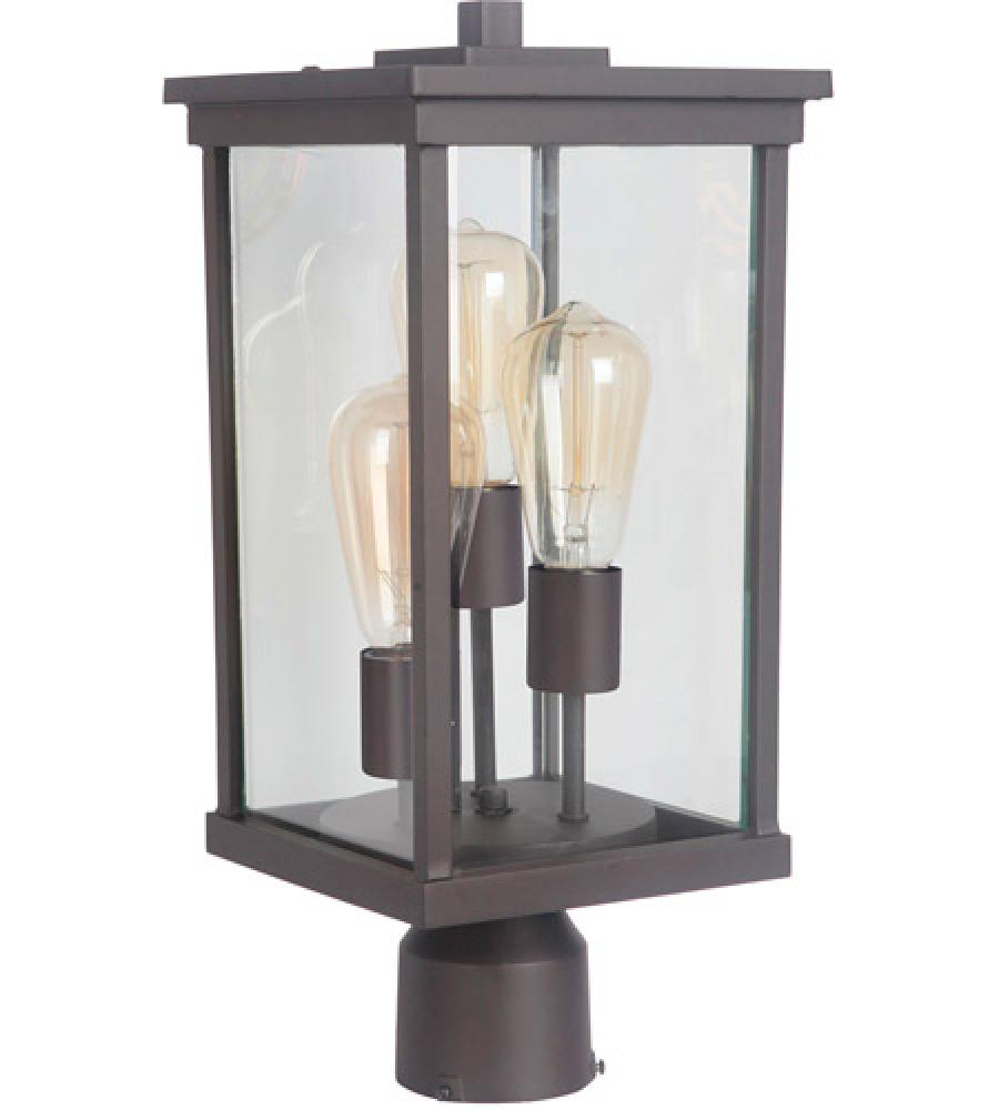 Riviera III 3 Light Large Outdoor Post Mount in Oiled Bronze Outdoor