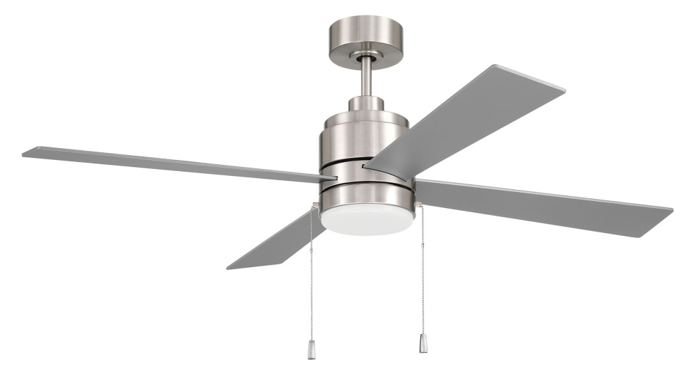 McCoy 52" 4-Blade Ceiling Fan w/ Pull Chain in Brushed Polished Nickel w/ Brushed Nickel Blades