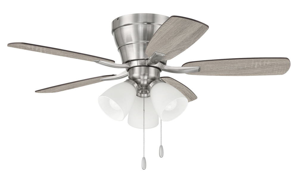 Wheeler 42" 5-Blade 3-Light Ceiling Fan in Brushed Polished Nickel w/ Driftwood/Walnut Blades