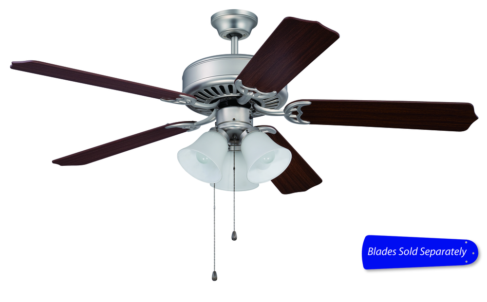 Pro Builder 205 52" Ceiling Fan with Light in Brushed Satin Nickel (Blades Sold Separately)