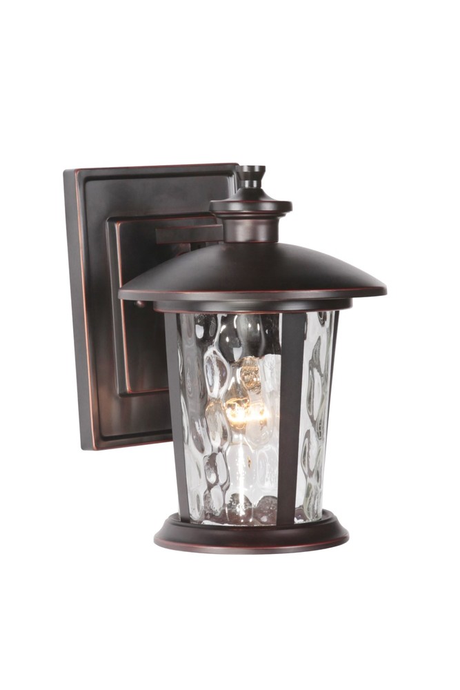 Summerhays 1 Light 11" Outdoor Wall Lantern in Oiled Bronze Gilded with Clear Hammered Glass
