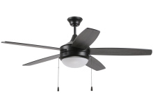 Craftmade EPHA52FB5 - Phaze Energy Star 5 52" 5-Blade Ceiling Fan in Flat Black w/ Flat Black/Greywood Blades