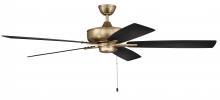 Craftmade S60SB5-60BWNFB - Super Pro 60" 5-Blade Ceiling Fan in Satin Brass w/ Black Walnut/Flat Black Blades