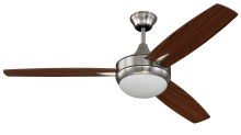 Craftmade TG52BNK3 - Targas 52" 3-Blade Ceiling Fan in Brushed Polished Nickel w/ Dark Oak/Walnut Blades