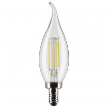 Satco Products Inc. S21305 - 5.5 Watt CA10 LED; Clear; Candelabra base; 90 CRI; 3000K; 120 Volt