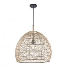 Trans Globe PND-2249 BK - 1LT PENDANT RATTAN WAVE 23"-BK