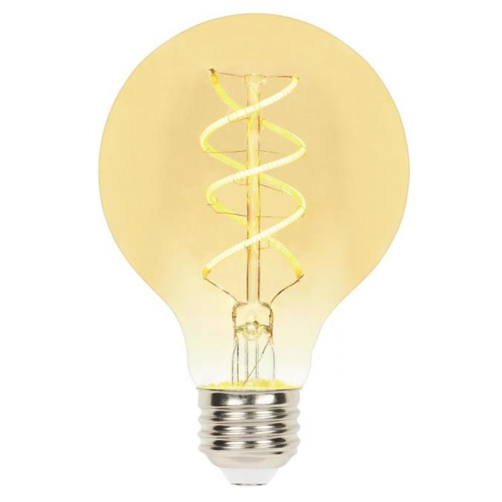 5W G25 Flexible Filament LED Dimmable Amber 2000K E26 (Medium) Base, 120 Volt, Box