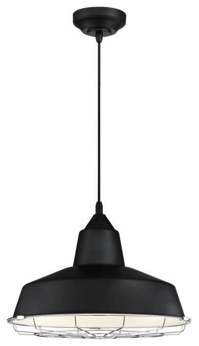 LED Pendant Black Finish Chrome Cage