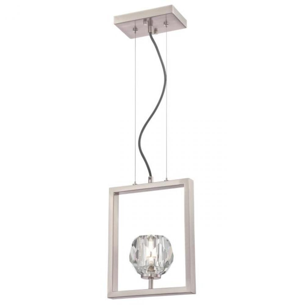 LED Pendant Brushed Nickel Finish Crystal Glass