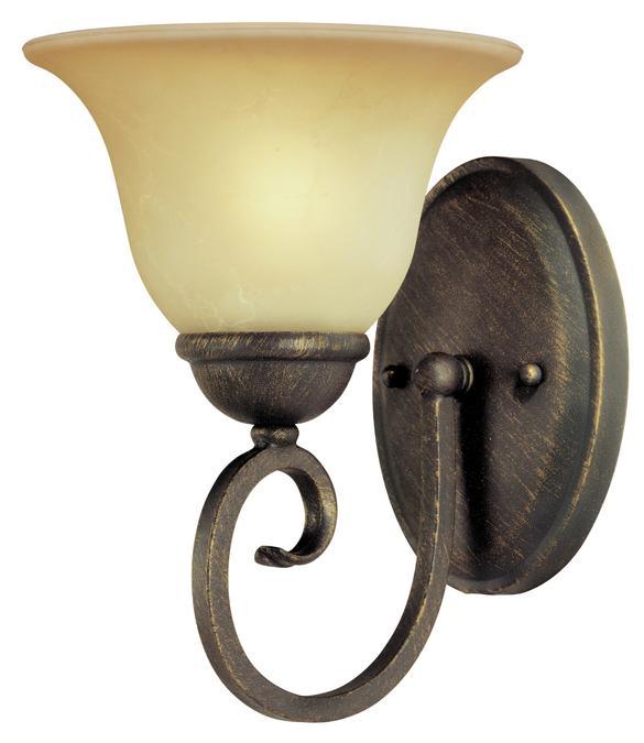 1 Light Wall Fixture Ebony Bronze Finish Aged Alabaster Glass