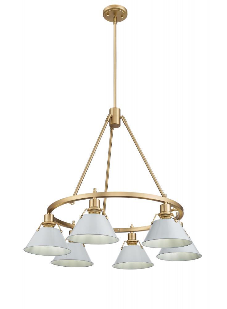 Orwell 6-Light Chandelier in Brushed Champagne Bronze with Dusky Blue