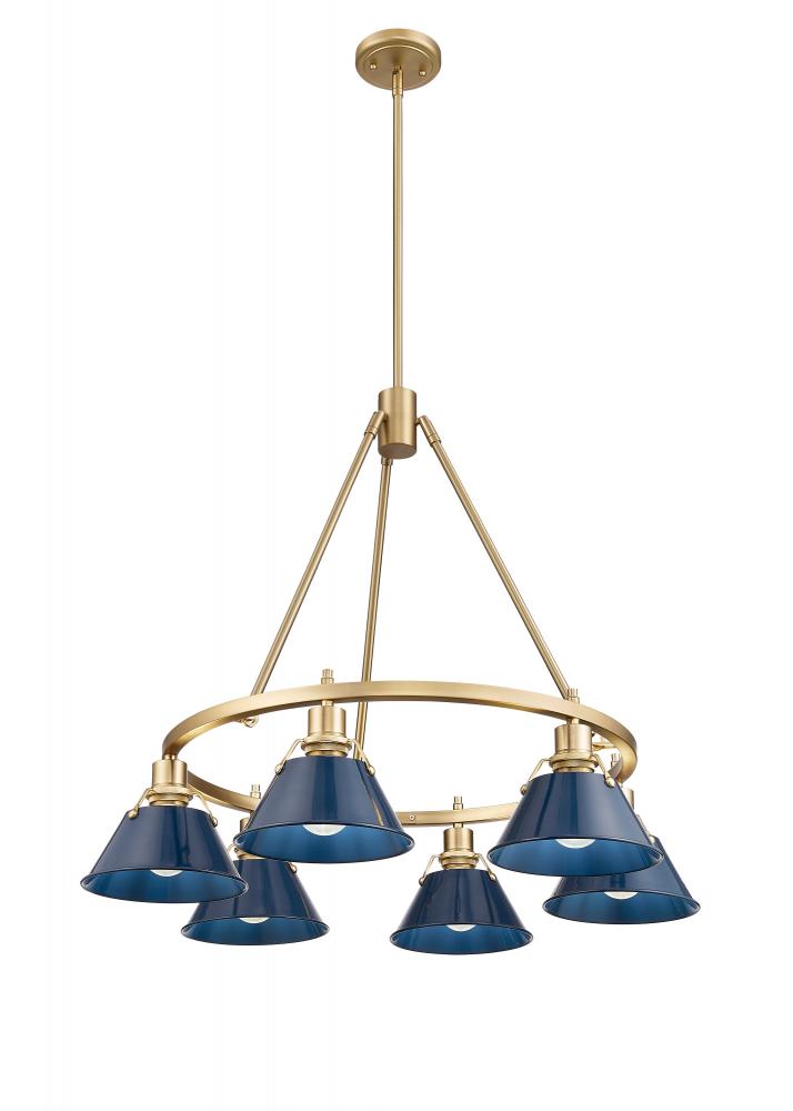 Orwell 6-Light Chandelier in Brushed Champagne Bronze with Matte Navy