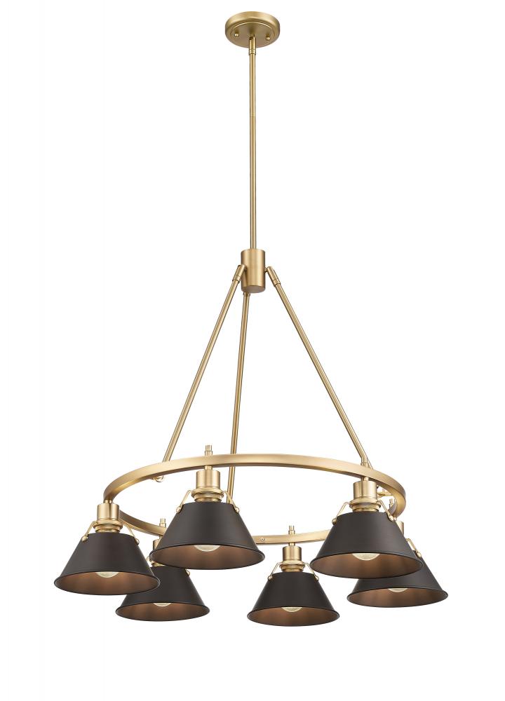 Orwell 6-Light Chandelier in Brushed Champagne Bronze with Rubbed Bronze