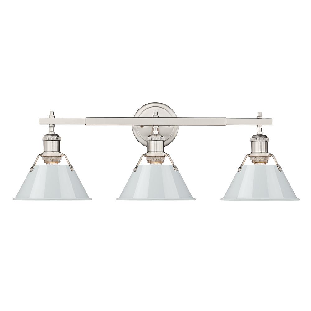 Orwell 3-Light Vanity Light in Pewter with Dusky Blue