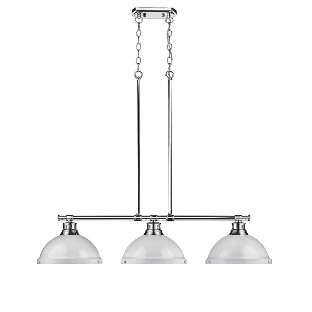 Duncan 3-Light Linear Pendant in Chrome with White