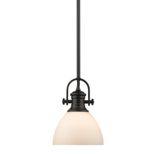 Golden 3118-M1L BLK-OP - Hines Mini Pendant in Matte Black with Opal Glass