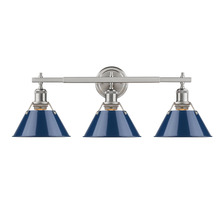 Golden 3306-BA3 PW-NVY - Orwell 3-Light Vanity Light in Pewter with Matte Navy