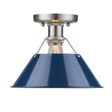 Golden 3306-FM PW-NVY - Orwell 1-Light Flush Mount in Pewter with Matte Navy