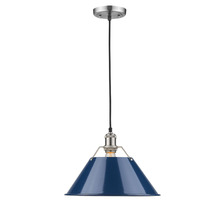 Golden 3306-L PW-NVY - Orwell 14" Wide Large Pendant in Pewter with Matte Navy