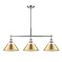 Golden 3306-LP PW-BCB - Orwell 3-Light Linear Pendant in Pewter with Brushed Champagne Bronze