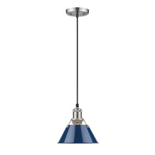 Golden 3306-S PW-NVY - Orwell 7.5" Wide Small Pendant in Pewter with Matte Navy