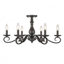 Golden 3712-6SF RBZ - Larrick 6 Light Semi-Flush - Large in Rubbed Bronze