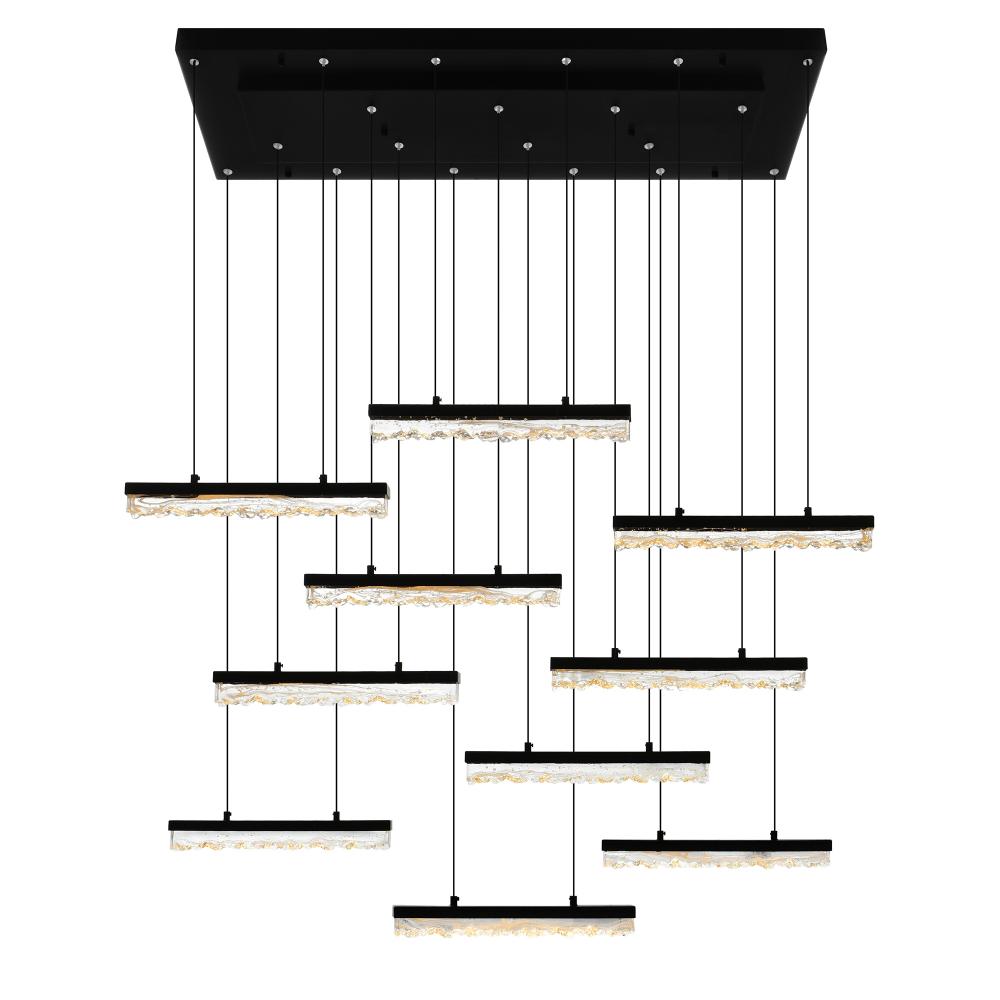 Stagger Integrated LED Black Chandelier