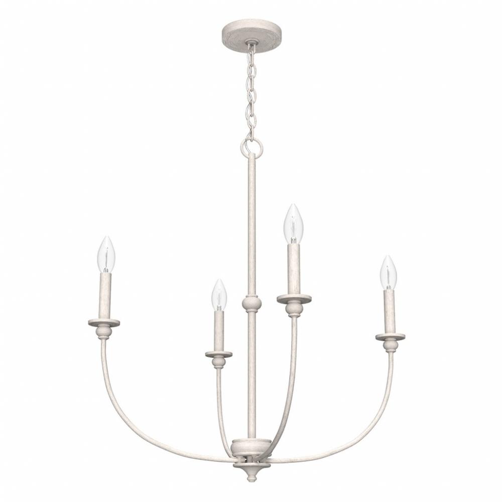 Hunter Southcrest Distressed White 4 Light Medium Chandelier Ceiling Light Fixture