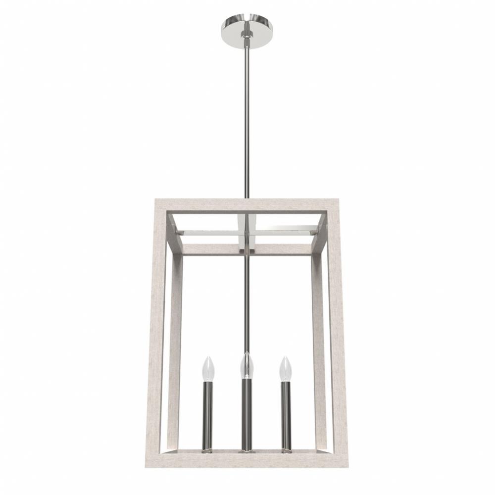 Hunter Squire Manor Chrome and Distressed White 4 Light Pendant Ceiling Light Fixture