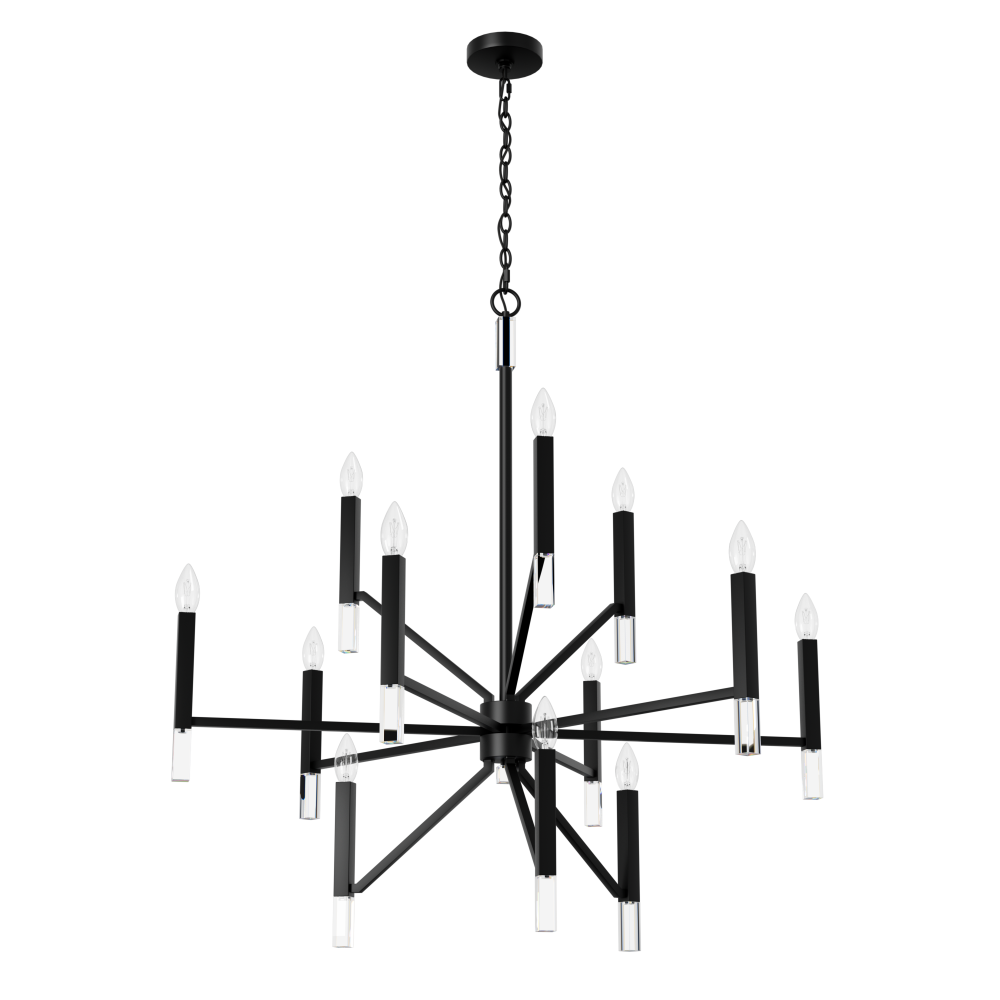 Hunter Sunjai Matte Black 12 Light Extra Large Chandelier Ceiling Light Fixture