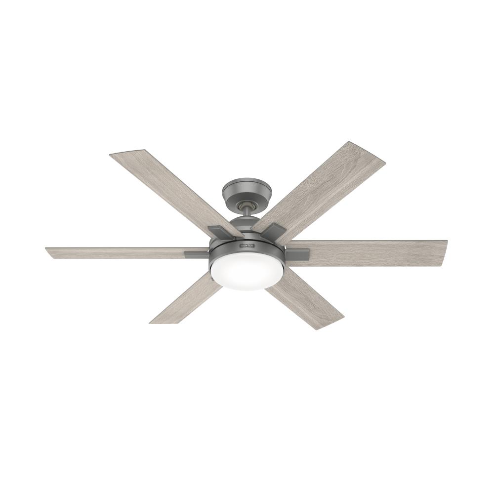 Hunter 52 inch Georgetown HunterExpress Matte Silver Ceiling Fan with LED LT Kit and Handheld Remote